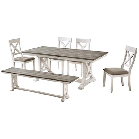 6-Piece Table and Chair Set with Bench